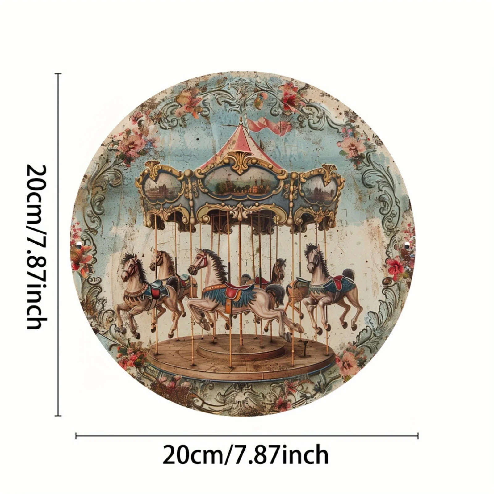 Carousel Christmas Aluminum Sign, Single Piece, Metal Wall Decor Suitable for Indoor Or Outdoor Use, for Home Decoration Tin Art