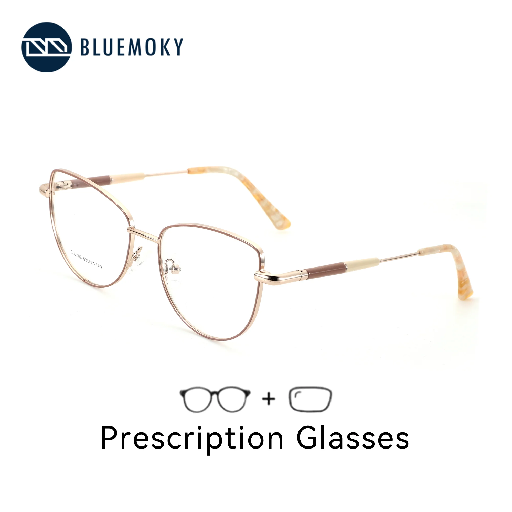 

Очки BLUEMOKY M Size Metal Cat Eye с диоптриями для женщин, с защитой от синего света, для коррекции близорукости, прогрессивные оптические очки