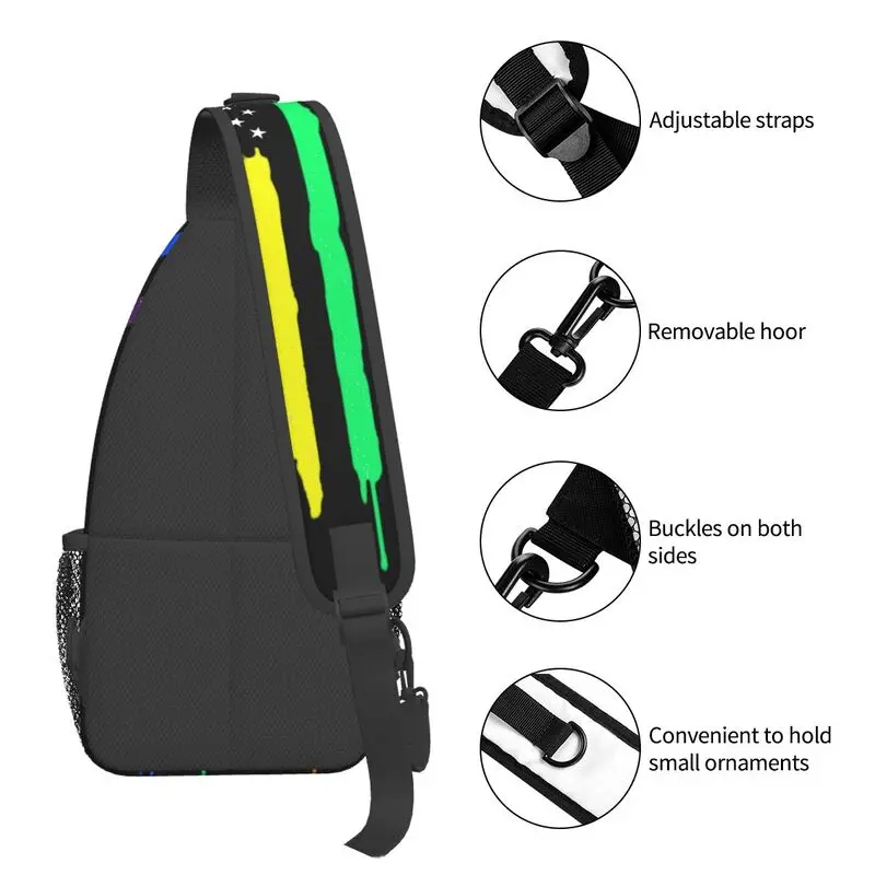 Customized Rainbow American Flag Gay Pride Sling Bag LGBT Lesbian Shoulder Crossbody Chest Backpack Travel Hiking Daypack