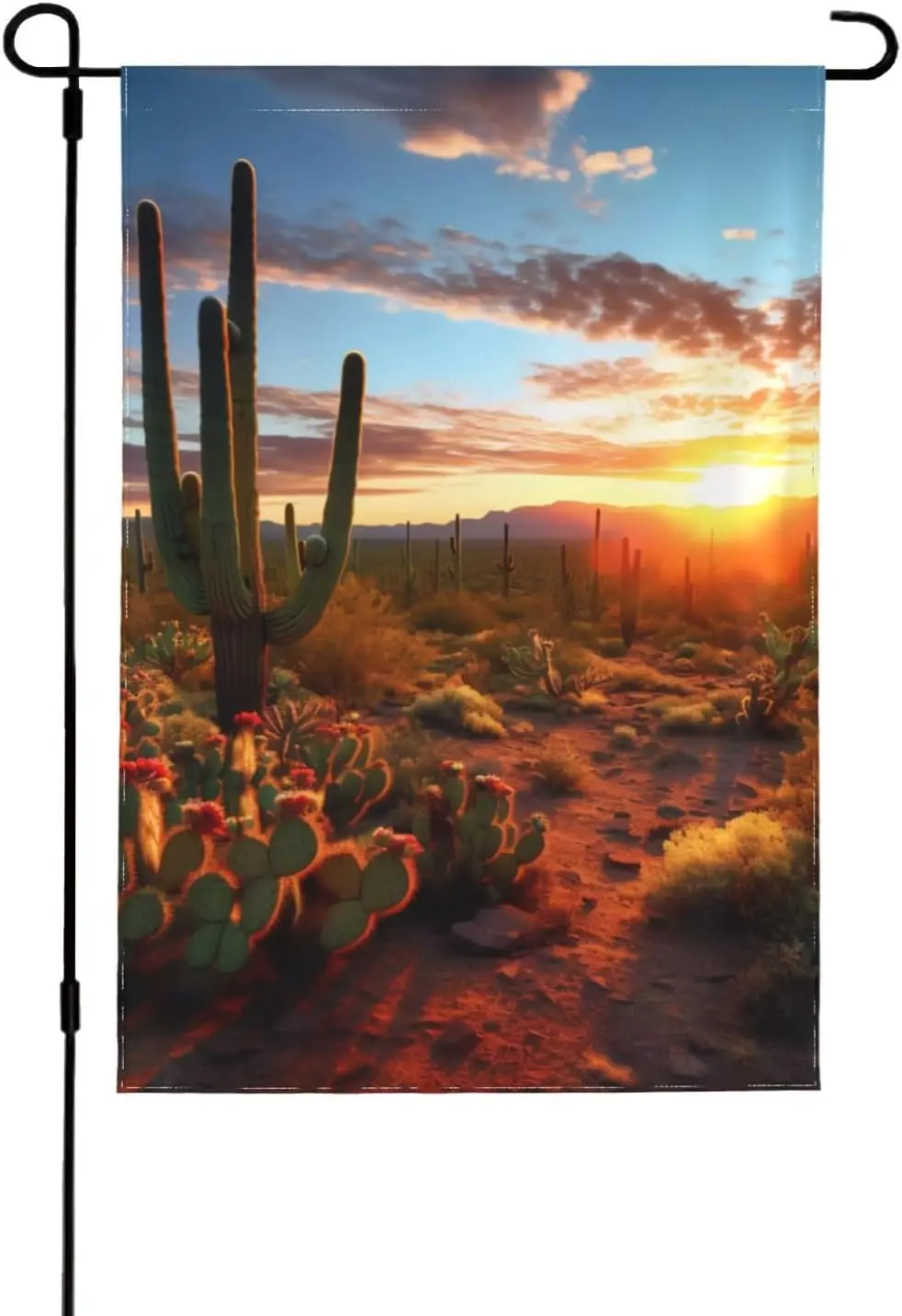 Cactus Desert Sunset Printed Garden Flag  - Double-Sided Garden Flag For Outside, Christmas, Holiday, All Seasons Yard Decor