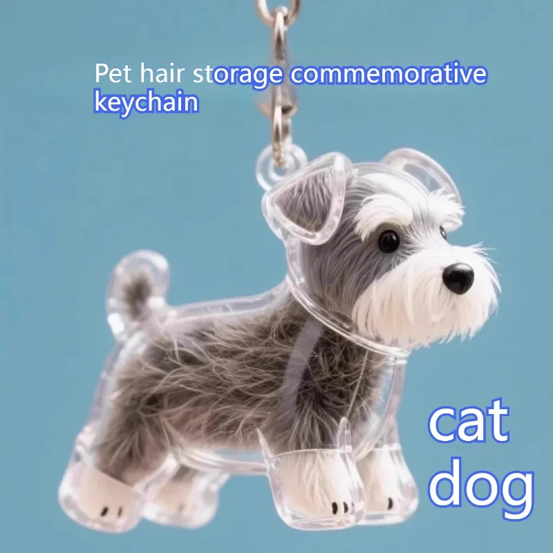 

Hair Storage Box Acrylic Transparent Pet Hair Storage Cartoon Collection Commemorative Dog Cat Keychain