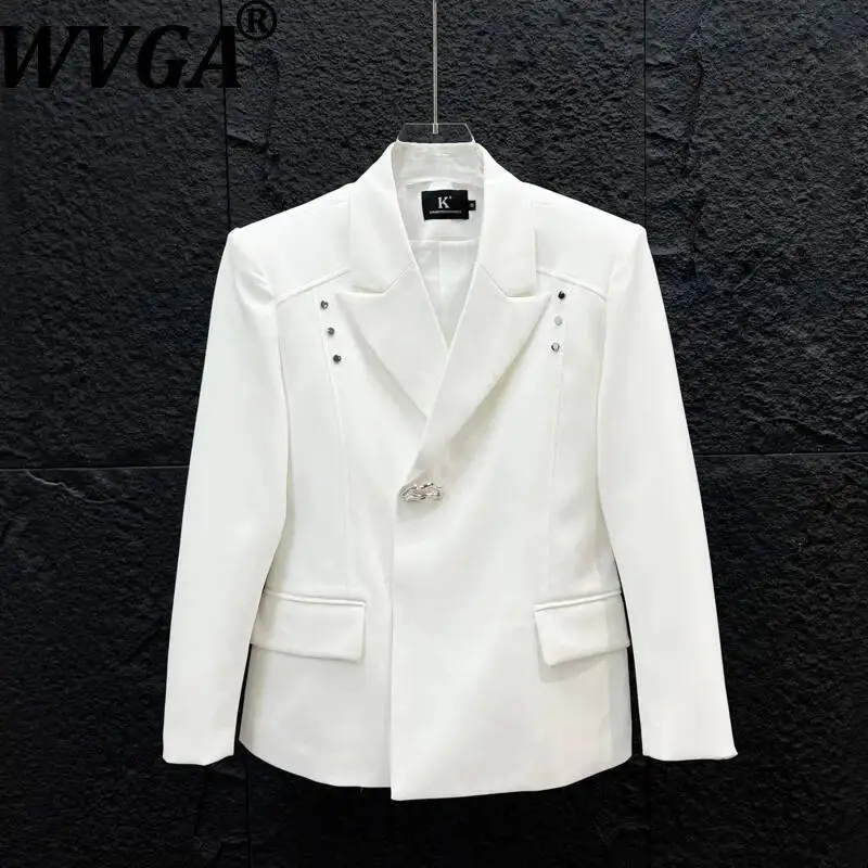 

WVGA Spring New Men High-end Shoulder-padded Suit Jacket Niche Chic Light Luxury Metal Rivets Stylish Loose-fit Coats Ins W25567