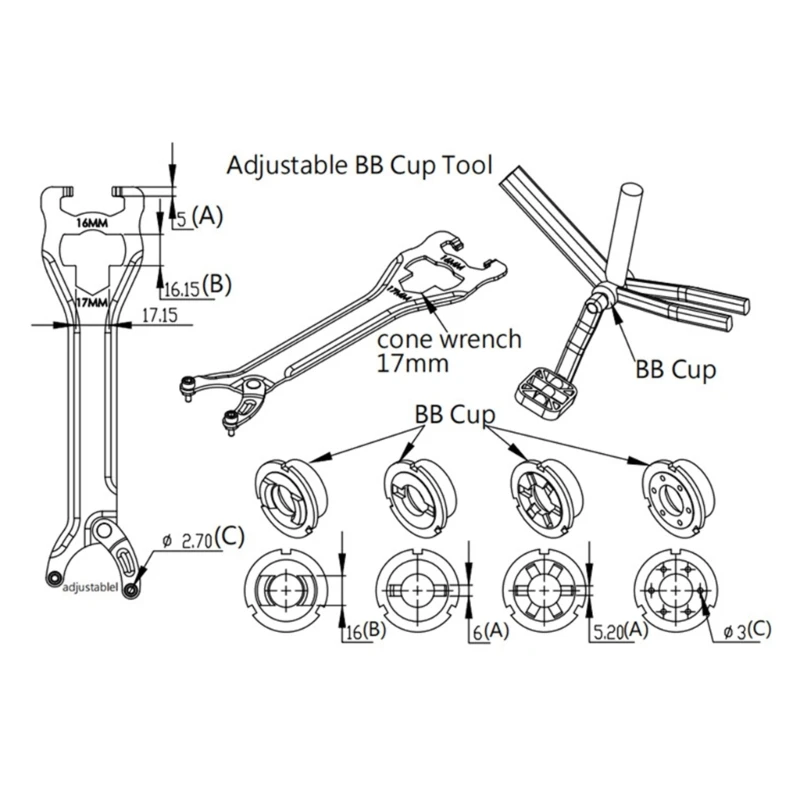 Bike Bottom Bracket Detach Repair Tool Bike-Pack Accessories Central Axis-Wrench