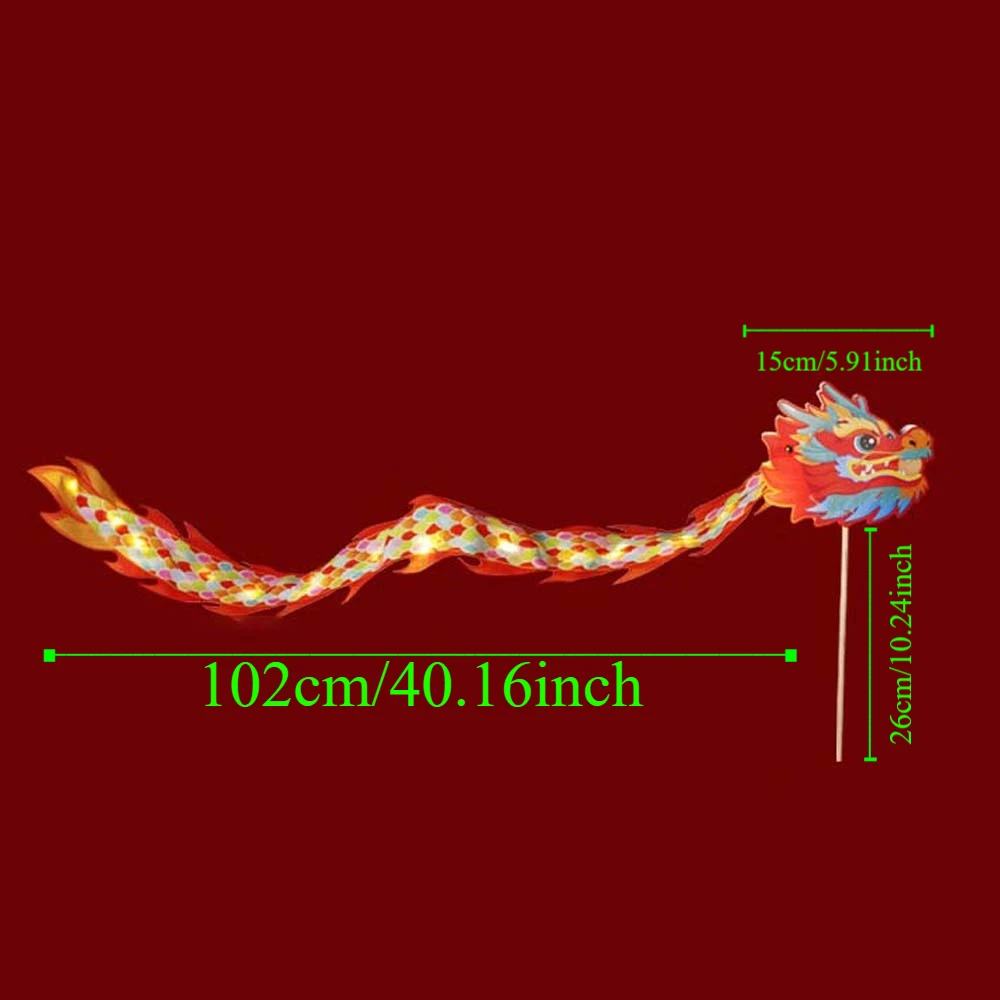 النمط الصيني للأطفال فانوس لونغ يده اليدوية مهرجان منتصف الخريف مصباح متوهجة مضيئة التنين فانوس الرقص هدية