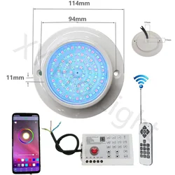 RGB LED Luz de Piscina Subaquática, Controle Bluetooth App, Lâmpada de Paisagem Exterior, Pond Spotlight, DC 12V, 12V, 85-265V