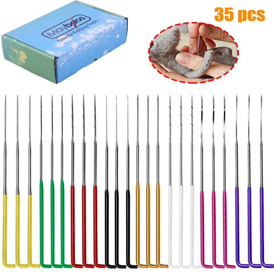 

KAOBUY 35PCS 4 Types Needle Felting Kit Felting Needles Wool Felt Pocked Needles Set Colourful Felting Needle Tools