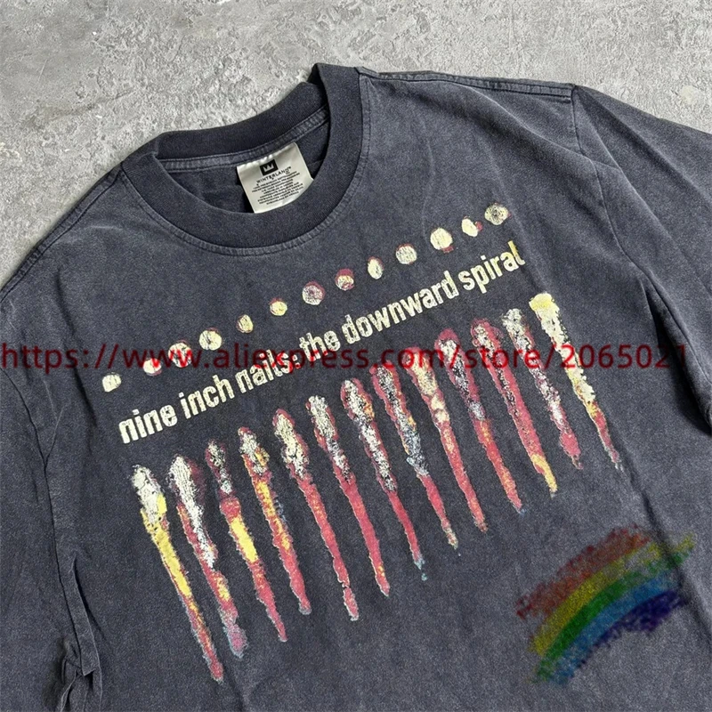 Nine Inch Nails Vintage T-shirt Men Women 1:1 High Quality Washed Tee Tops T Shirt