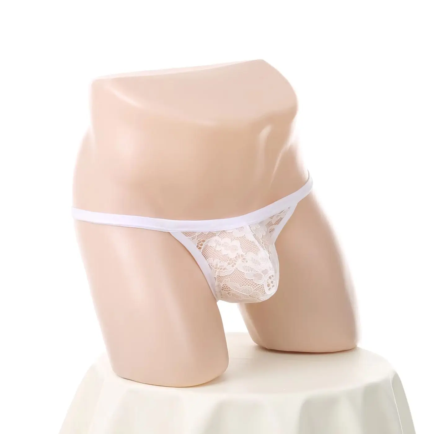 Men Lace Thongs Sexy See Through Bulge Pouch Underwear Hollow Out G-string Breathable Ultra-Thin Panties Mans Exotic Lingerie