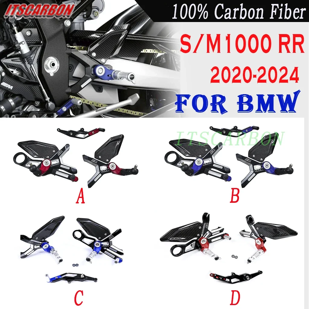 Carbon Fiber Motorcycle CNC Accessories For BMW S1000RR M1000RR 2021 2020 2022 2023 Adjustable Rear Set Pedal Footrest Rearset