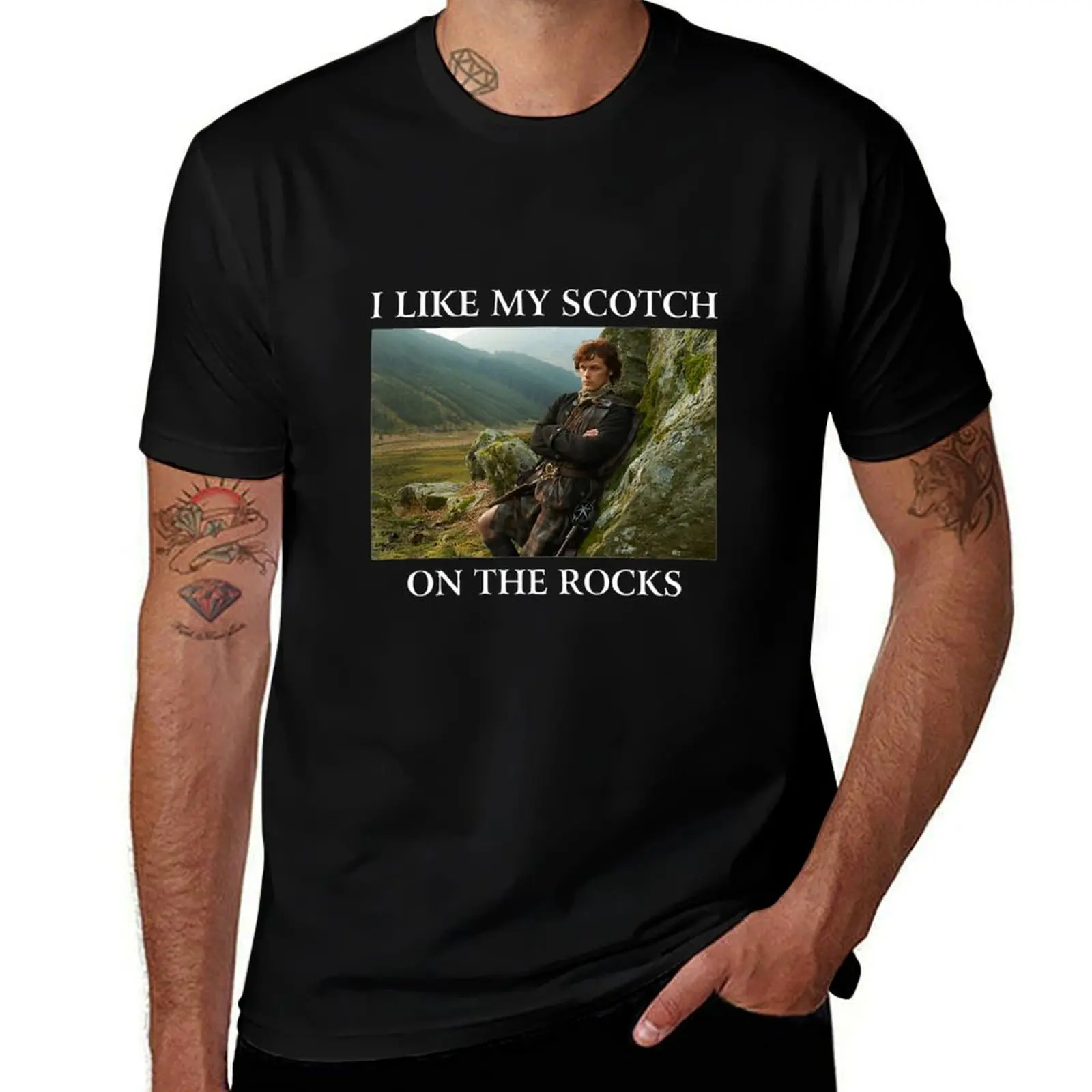 Outlander I Like My Scotch on the Rocks T-Shirt Casual Loose Fit Short Sleeve T-Shirt