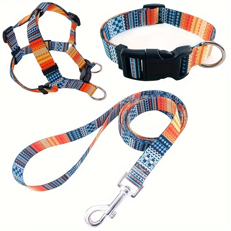 

Style Dog Harness, Collar, And Leash Set, Stylish Adjustable And Durable Dog Harness With Comfortable Traction Rope