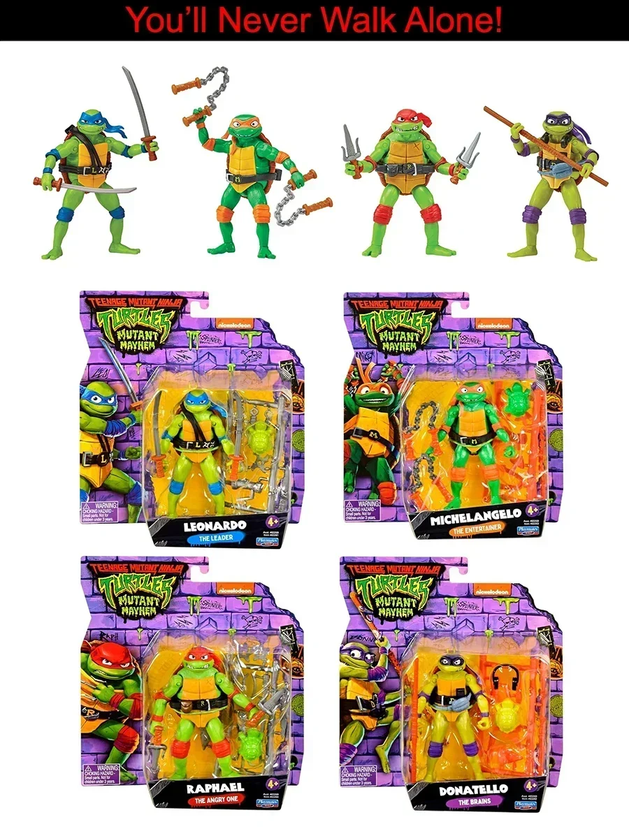 

Playmates Teenage Mutant Ninja Turtles Mutant Mayhem Raph Don Mikey Leo Doll Gifts Toy Model Anime Figures Collect Ornaments