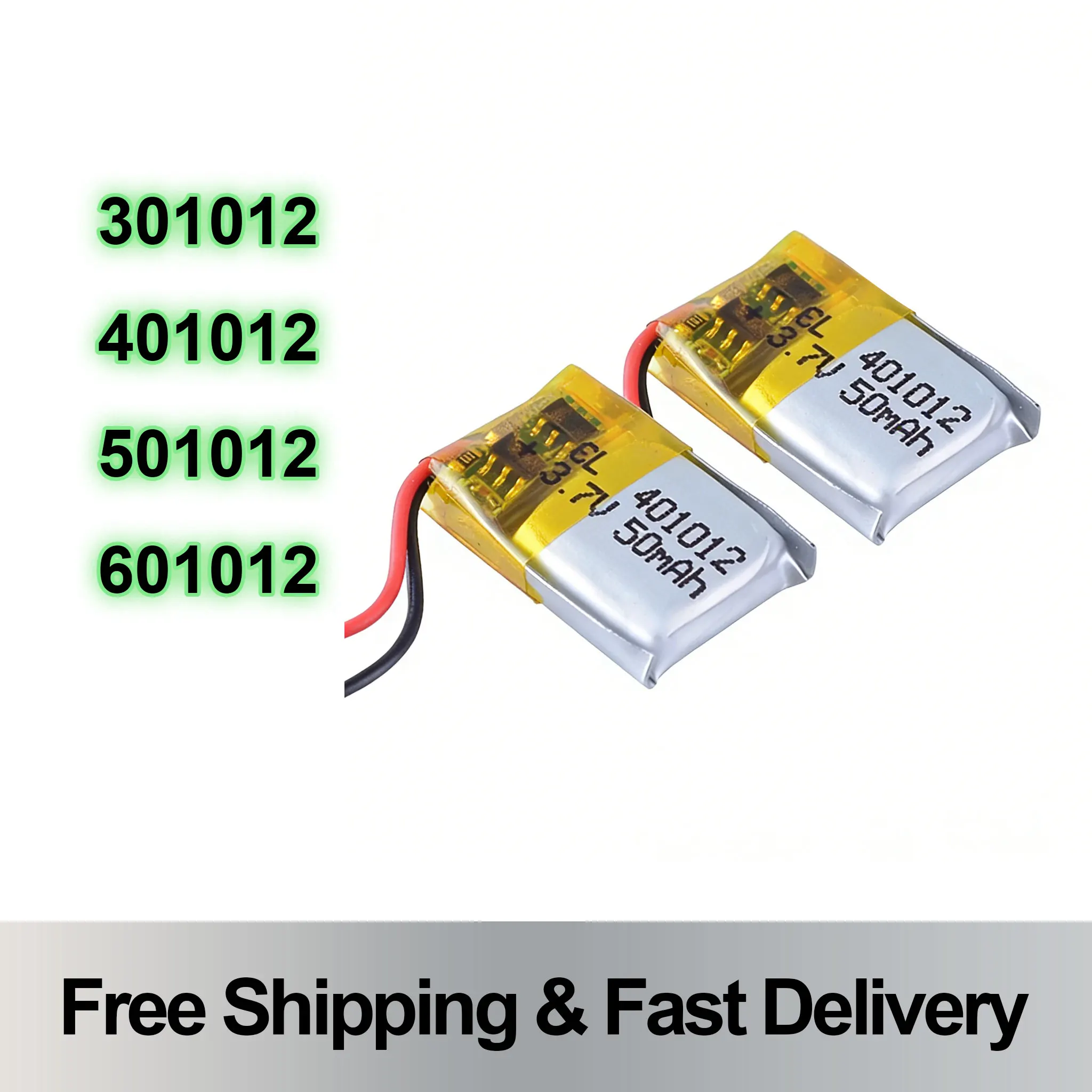

3.7V 50mAh Lithium Polymer Rechargeable Battery 301012 401012 501012 601012 Li-Po Battery