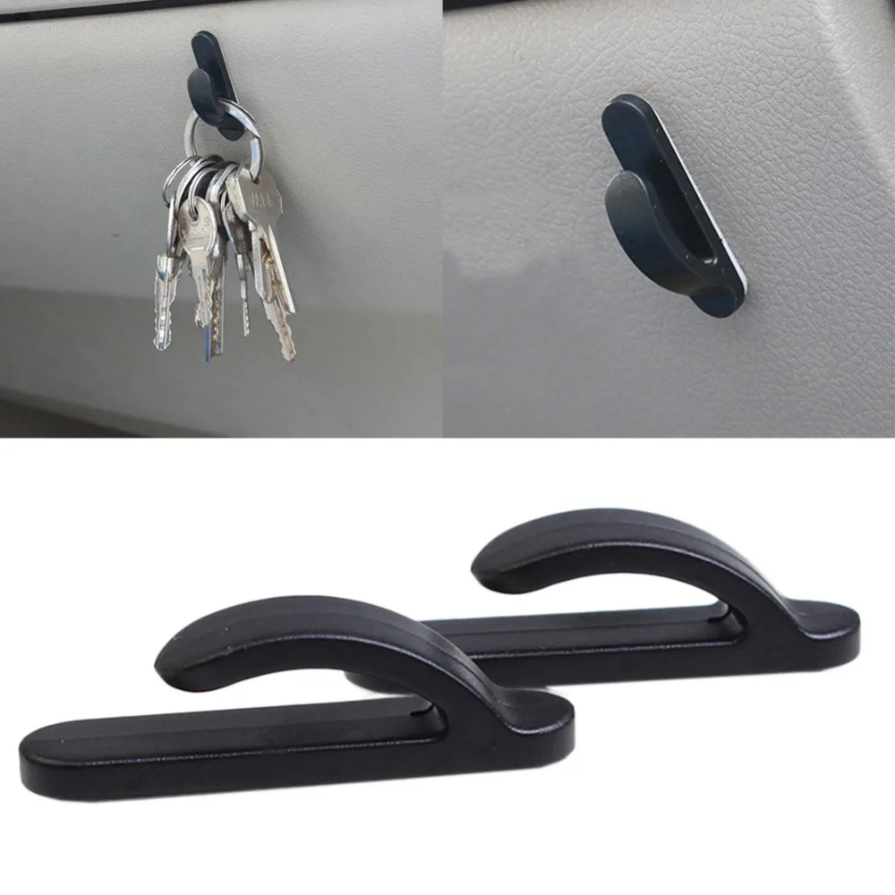 New Style High Quality 2Pcs Convenient Black Auto SUV Car Truck Self Adhesive Hook Hanger Bag Purse Organizer Car Interior