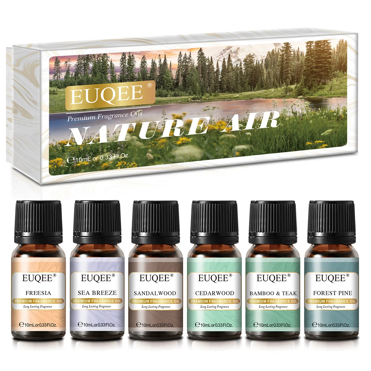 

EUQEE 6 Bottles Sandalwood CedarwoodSea Breeze Forest Pine Freesia Bamboo & Teak for Humidifier Diffuser Making Soaps Candle