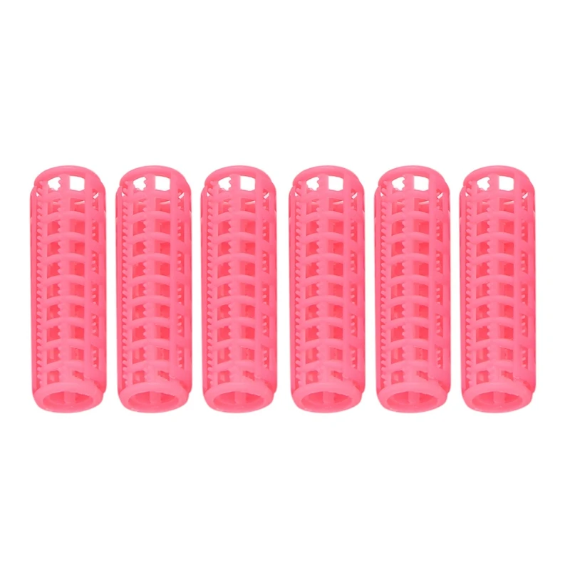 24 Pcs Pink Plastic DIY Hair Styling Roller Curlers Clips