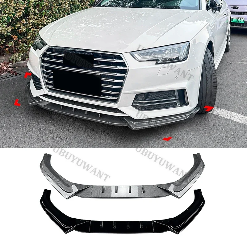 For Audi A4 B9 S-line 2017 2018 2019 Car Front Bumper Lip Splitter Diffuser Spoiler Bumper Guard Regular Style Body Kit view 4