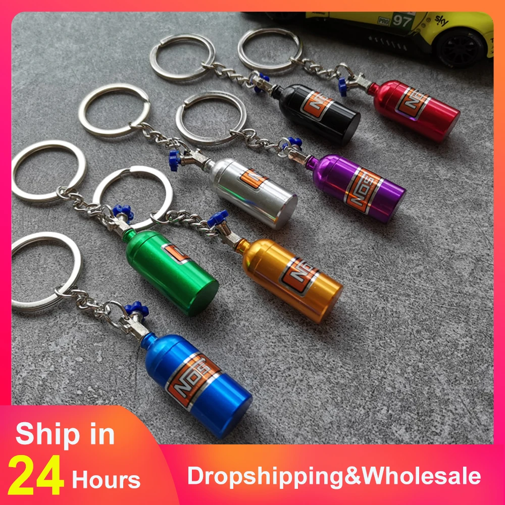 Style Nos Bottle Keychain Metal Keyring Pendant Keyfob Decoration Gift Jdm Auto Car Motorcycle Accessories