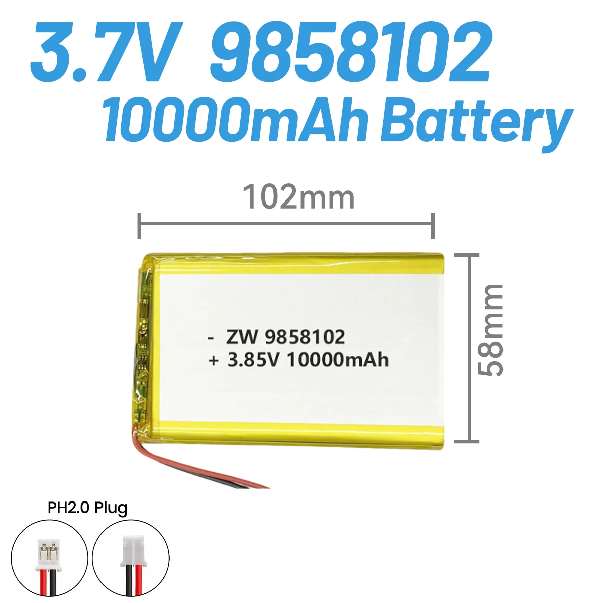 3.7V 10000mAh 9858102 Li-ion Polymer Battery for Xiaomi Mobile Power Bank Supply Navigation Tablet PC 1060100  9060110 9060100