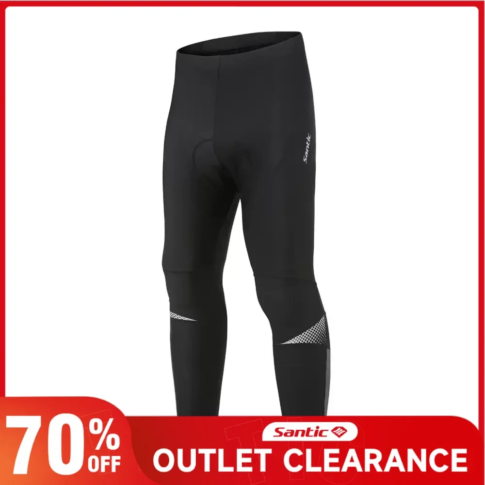 Santic Mens Fleece Cycling Pants Autumn Winter Thermal Bicycle Leggings Shockproof 4D Padded High Elastic MTB/Road Bike Trousers