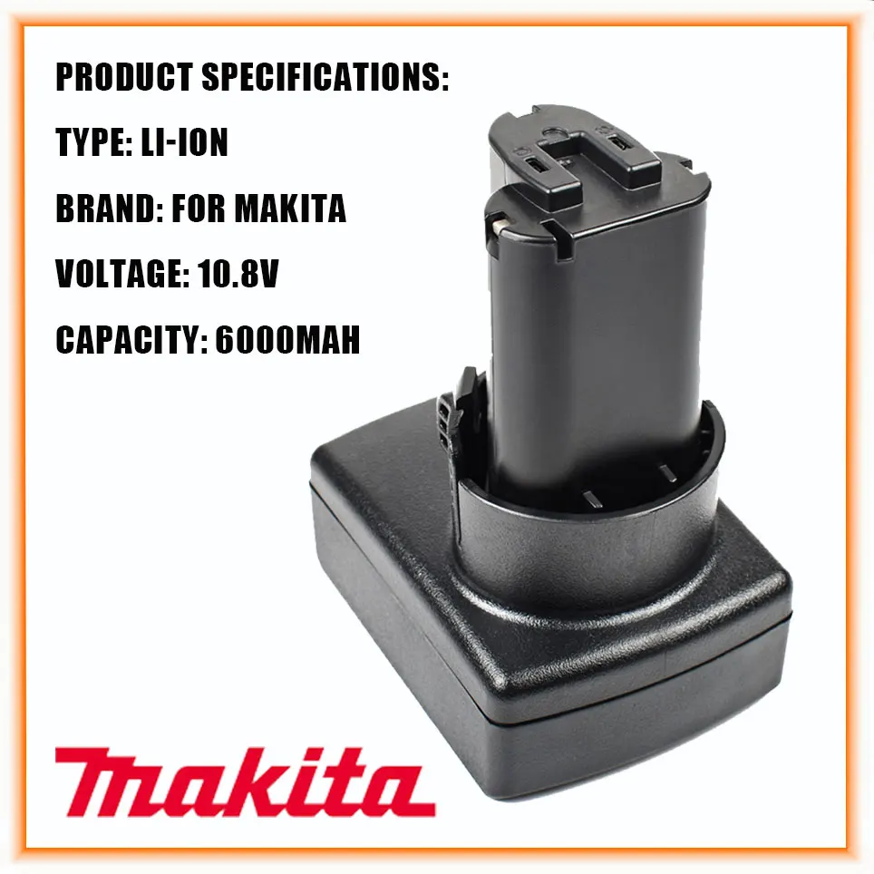 

Turpow 10.8V BL1013 Battery 6000mAh Makita BL1013 BL1014 BL1015 Li-ion Replace Power Tools Battery TD090D DF030D MUS052D