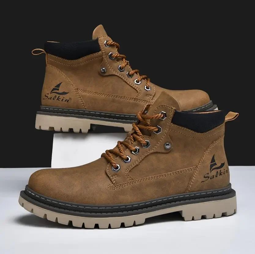 

Spring/Autumn Handmade Men Boots Ankle Winter Leather Shoes Autumn Outdoor Hiking Boots Sneakers High Top Footwear Anti Slip