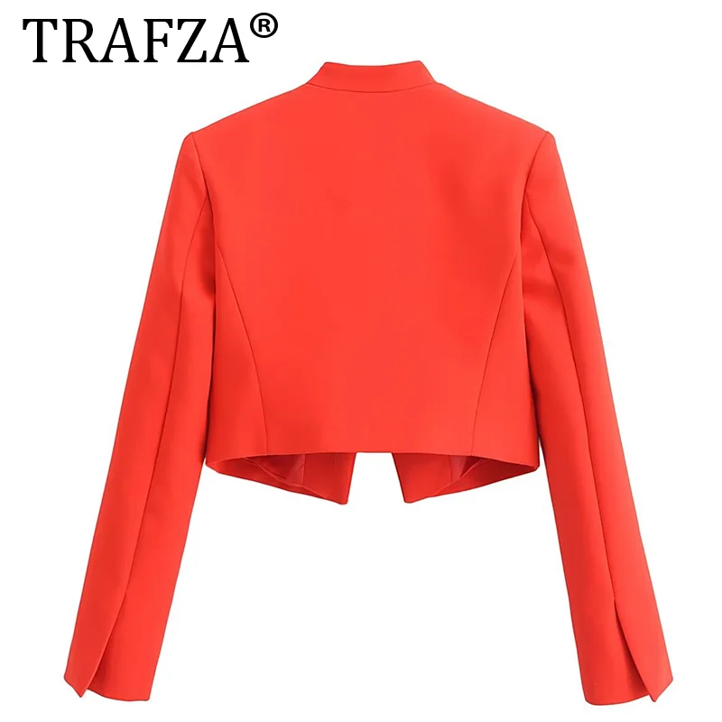 TRAFZA 2024 Spring Suit Coat For Women Fashion Single Breasted Slim Blazer Jacket Female Office Lady Women\'s Cardigan Top