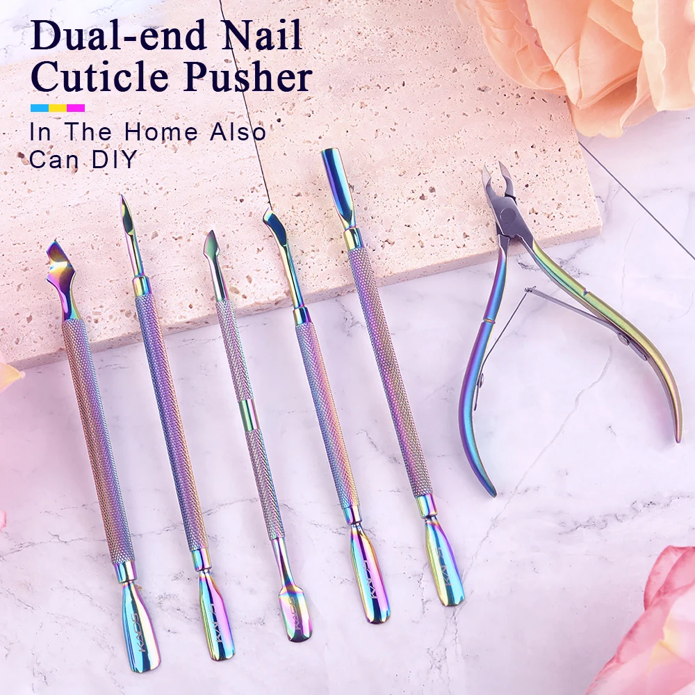 

6Pcs Nail Cuticle Trimmer Nipper Cutter with Cuticle Pusher and Scissors Double Sided Cuticle Remover Professional Manicure Tool