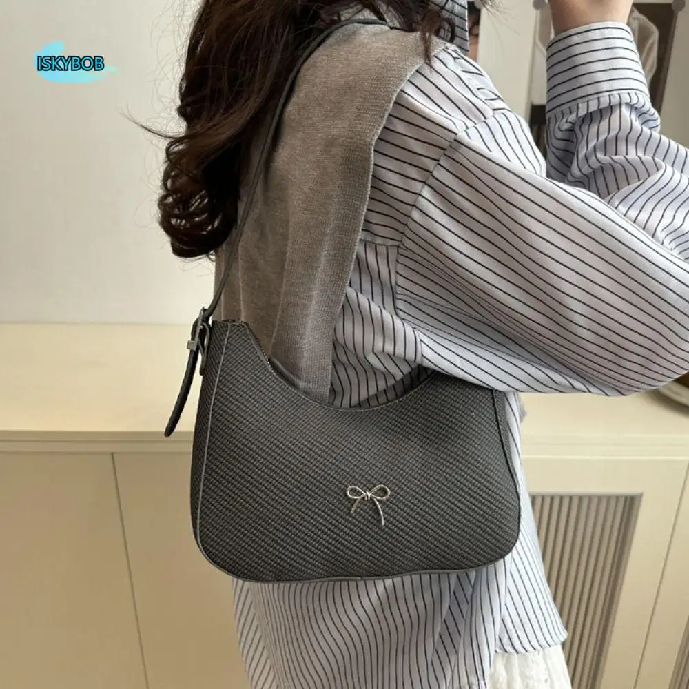 

Korean Style PU Leather New Design Underarm bag Y2K Large Capacity Bowknot Armpit Bag Handbag Sweet Ladies Shoulder Bag Gift