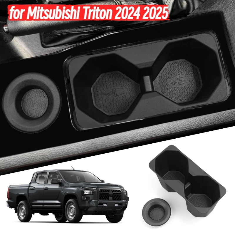 

for Mitsubishi Triton 2024 2025 Cup Holder Central Console Water Cup Holder TPE Drinks Holder Storage Case Car Accessories 2pcs
