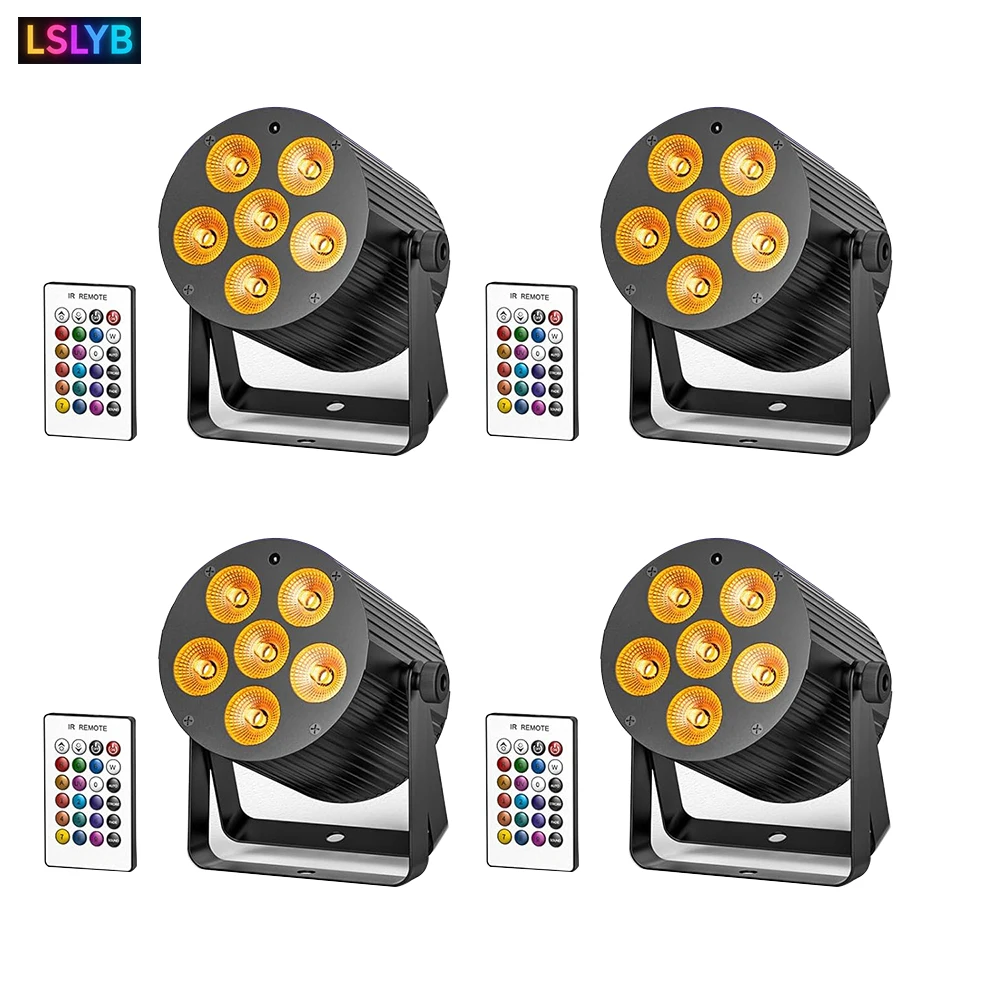 

4 PCS / 6x18w Battery Par Light Stage Lights, RGBWA+UV LED, Battery Powered Par Lights For Party, Wedding, Concert, Dance, show