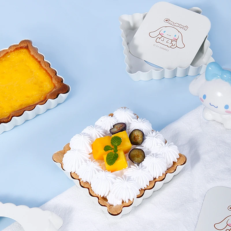 CHEFMADE 1Pc/4Pcs Square Mini Tart Quiche Moulds, Cinnamoroll Removable Lifting Base, Non-Stick Bakeware for Tarts, Quiche