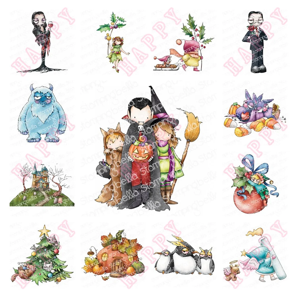 

New Clear Stamps Metal Cutting Dies Christmas Ornament Family Garden Pumpkin House DIY Scrapbook Decoration Embossing Template