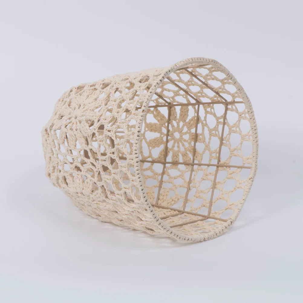 Hand Woven Bohemian Lamp Shade Beige Pendant Light Shade for Indoor Ceiling Hanging Lamp Decor Rustic Woven Lampshade Bohemian