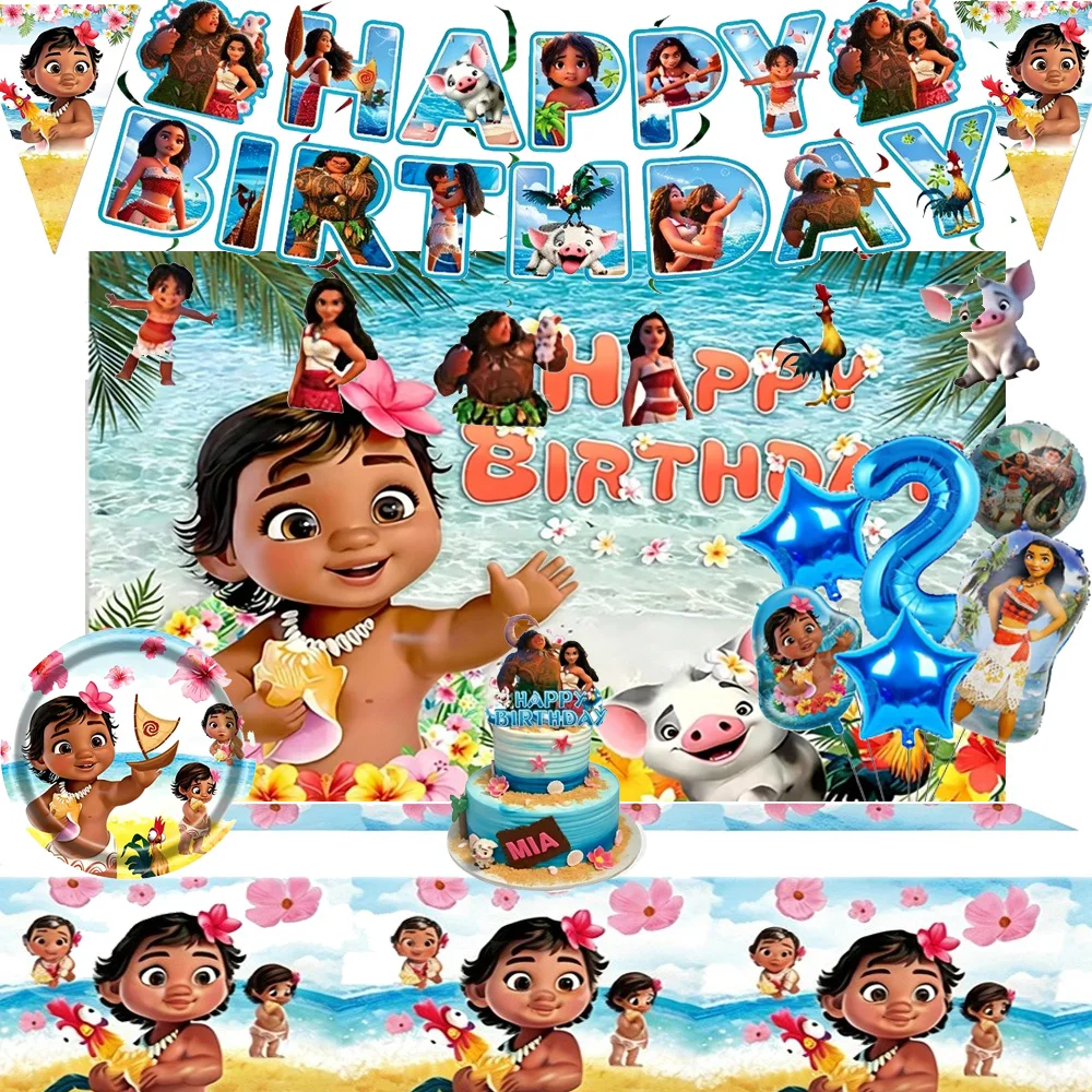 Tropical Ocean Birthday Party Decorations Balloons Cake Toppers Paper Cups Plates Tablecloth Island Theme Tableware Supplies Set