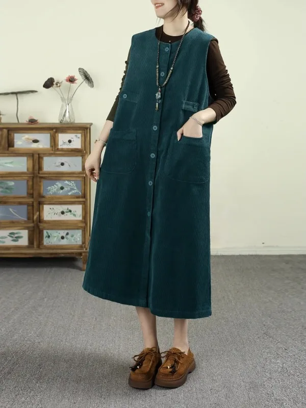 Retro japonês sle veludo colete dr feminino outono inverno solto em camadas svel longa saia evasê dr