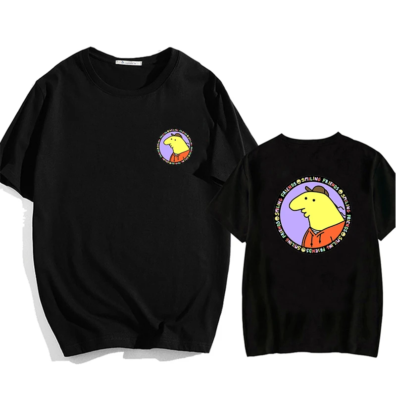 

Smiling Friends Cartoon Print T-shirts Cotton High Quality Men/Women T-shirt Funny Printing Tshirts Summer Breathable Top