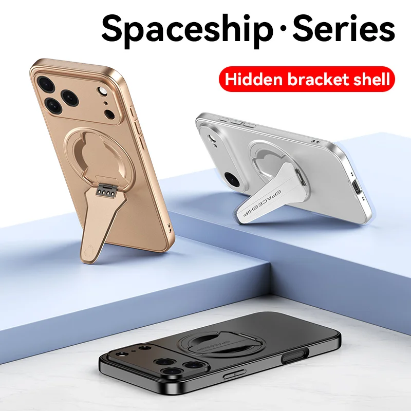 Luxury Hidden Folding Stand For Magnetic Magsafe Phone Case For iPhone 13 14 15 16 17 Pro Max Wireless Charging Shockproof Cover - Image 2