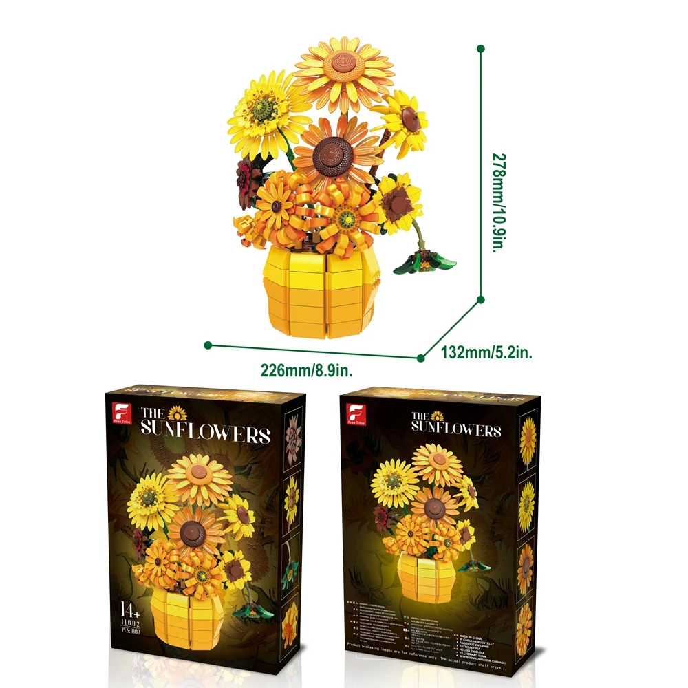 Moc Zonnebloem Bloemboeket Vaas Model Bricks Set Idee Woondecoratie Kinderen Bouwstenen Educatief Speelgoed Vakantiecadeaus