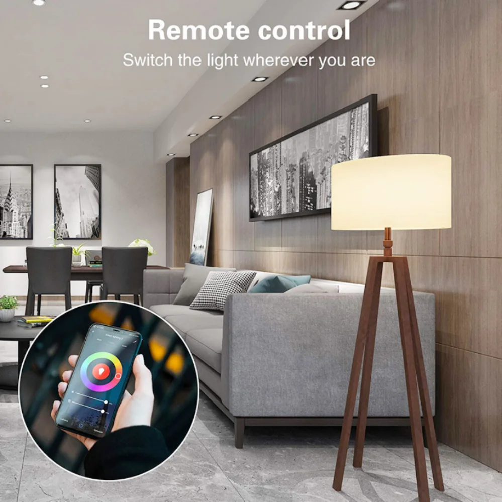 8 pces 15w wifi lâmpada inteligente e27 lâmpada led rgb trabalho com alexa/google casa 85-265v rgb + branco função temporizador regulável cor lâmpada