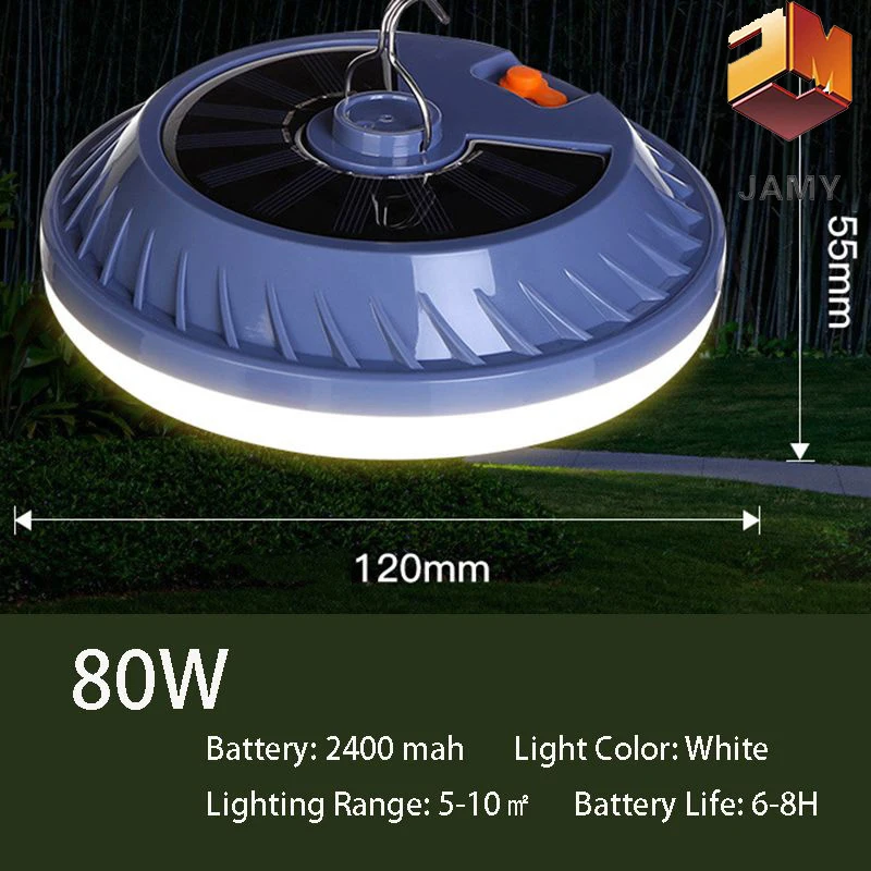 LED Solar Lighting Emergency Light Ultra-thin UFO Rechargeable Light Night Waterproof Powerful Lantern Outdoor Emergency Camping