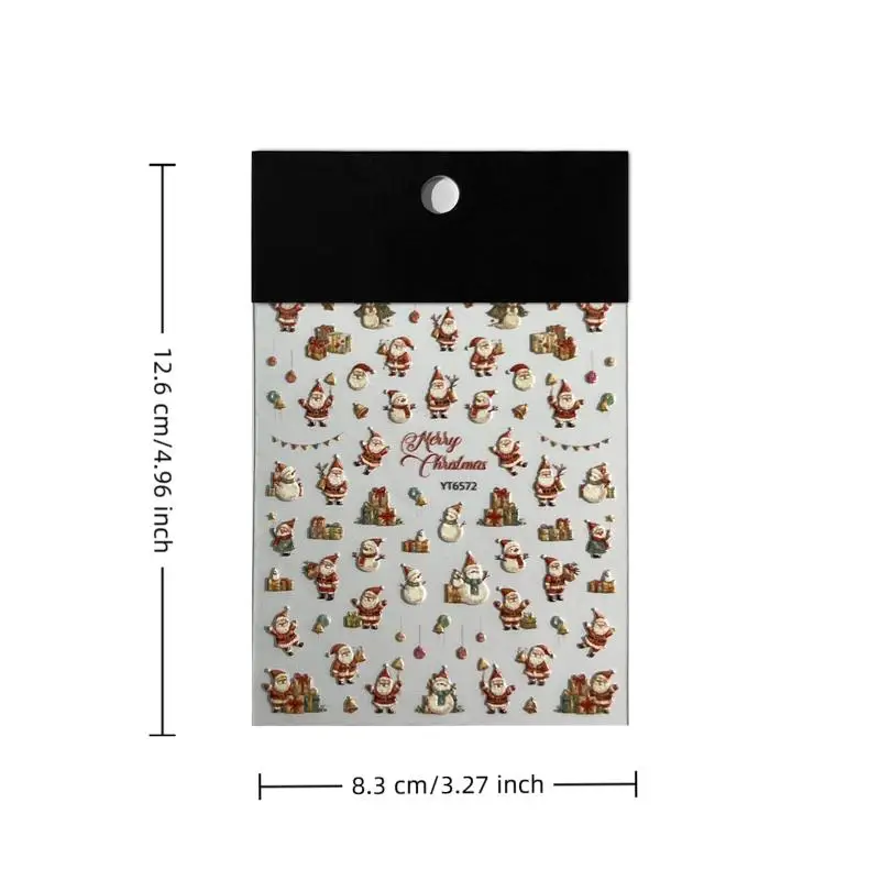 Adesivi per unghie di Natale Fiocco di neve in rilievo Albero di Natale 3D Babbo Natale Alce Pupazzo di neve Cartone animato Indossare adesivi per unghie Decorazioni per manicure