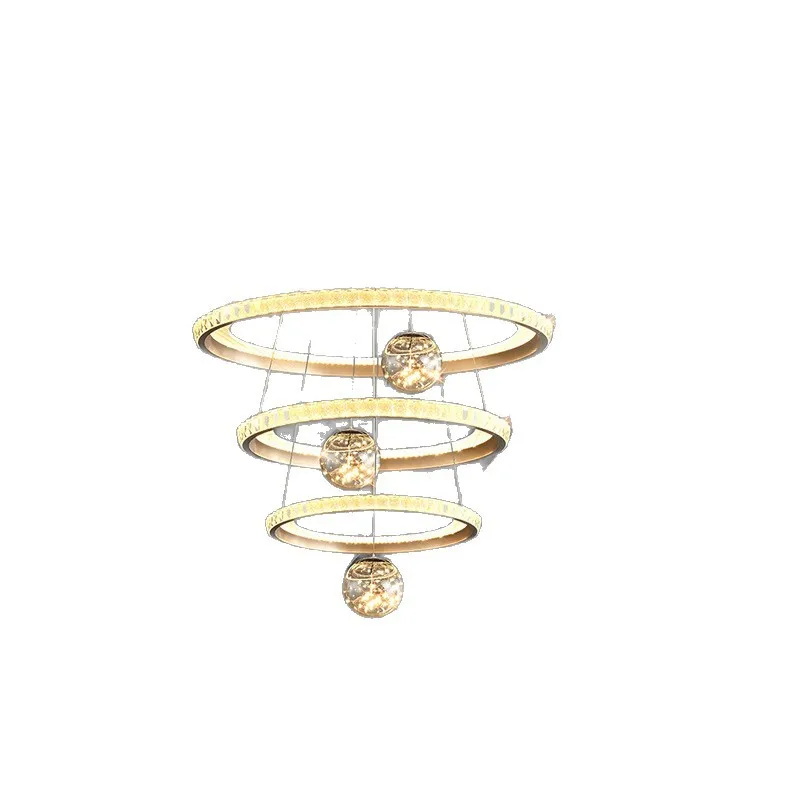Large chandelier living room light, stair chandelier light luxury crystal lamp building mid-floor hotel lobby