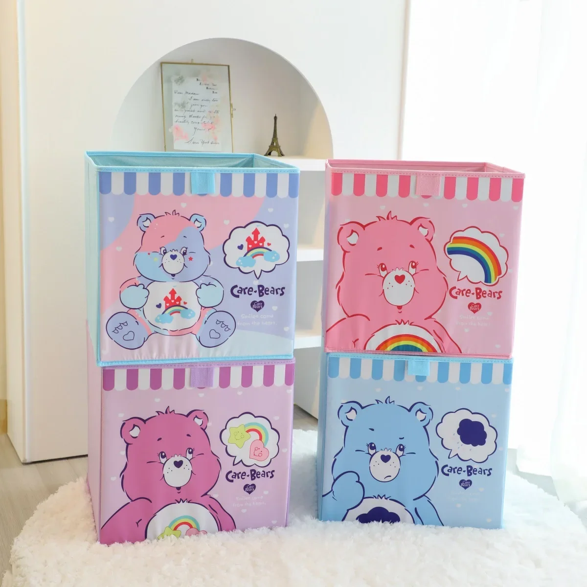 Cute Carebears Cartoon Home Underwear Sock Storage Box Organizer Box pieghevole Toy Doll Storage Box