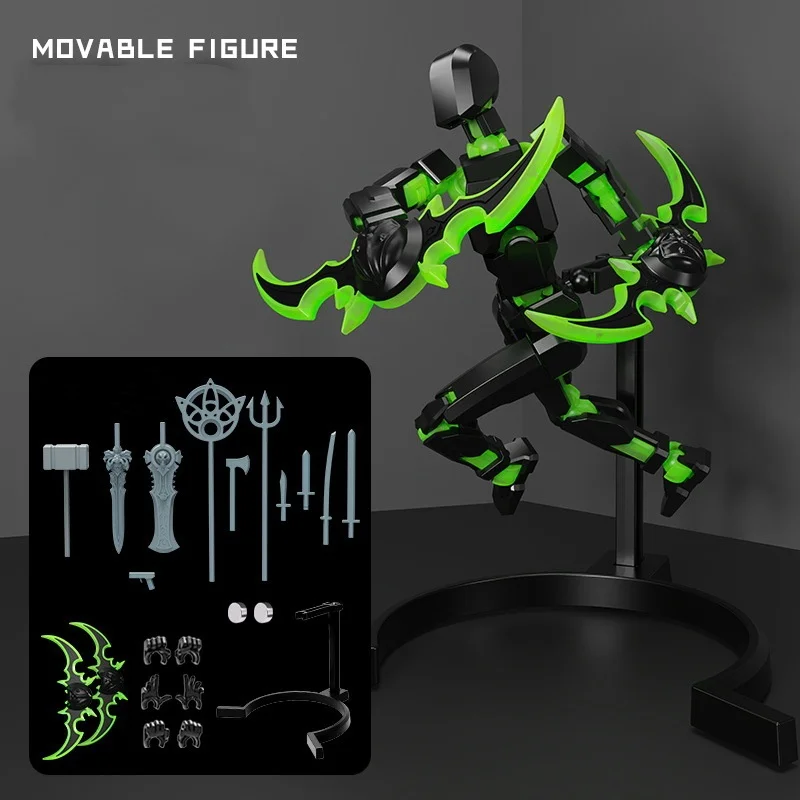 3D Printing T13 Movable Doll Illidan ABS Magnetic Luminous Deformation Robot Movable Doll Model Multi-joint Movable Desktop Gift