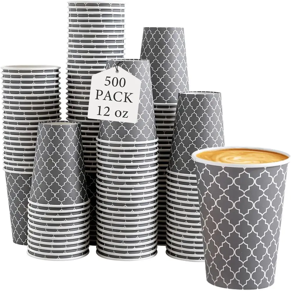 

500 Pack 12 oz Disposable Paper Cups for Hot and Cold Drinks (No Lids)