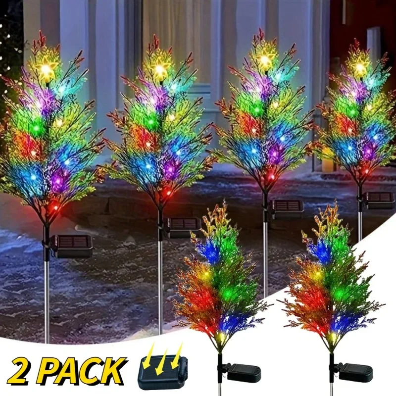 

1/2Pcs Solar LED Lights Christmas Tree Lawn Lamp Holiday Lantern for House Festive Wedding Courtyard Garden Decoration RGB Light