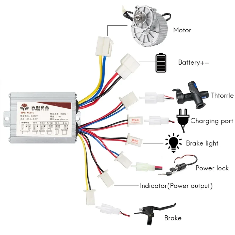 YINYUN YK31C 800W 36V 48V DC Brushed Controller Speed Controller Electric Scooter Bicycle E-bike Motorcycle EV Accessories Parts