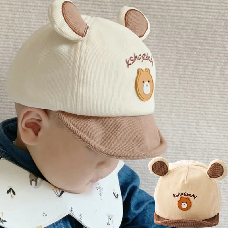 

Cartoon Baby Baseball Cap Toddler Sun Hat Infant Spring and Autumn Hats Baby Boys Girls Outdoor Sun Visors Cotton Bear Ear Caps