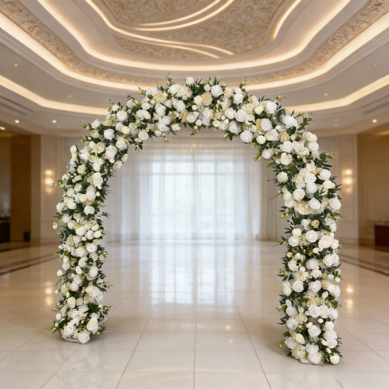 

Белая искусственная арка из камелий для декора свадебной сцены, фон для свадебного приема, украшение для торгового центра